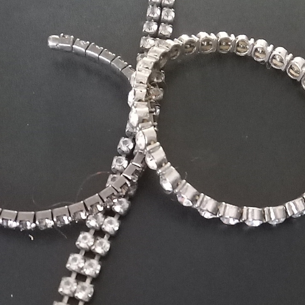 3 Rhinestone Chain Bracelet Set - Silver - Picture 2 of 2